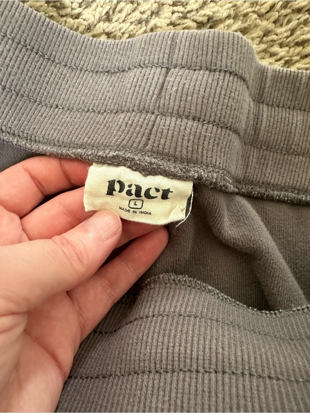 Pact 100% Organic Cotton Velour Brown Gray Lounge Pants Large - Picture 2 of 6